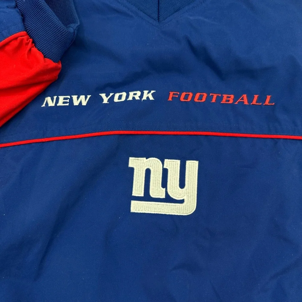 Reebok NFL On Field New York Giants Windbreaker Pullover Blue Red Mens XL VT Y2K - Picture 3 of 12